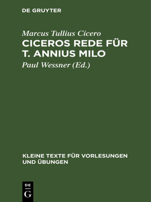 cover image of Ciceros Rede für T. Annius Milo